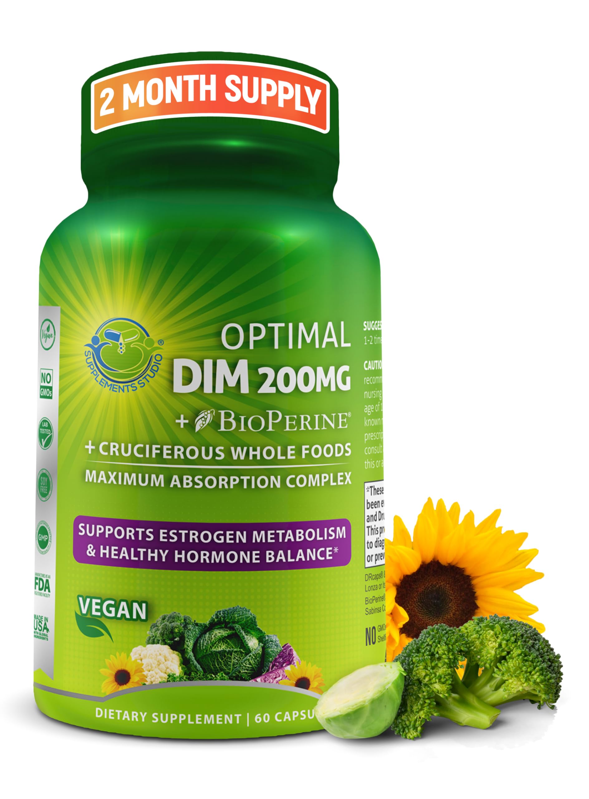 Supplements Studio Optimal DIM 200mg delayed-release capsules balance hormones.
