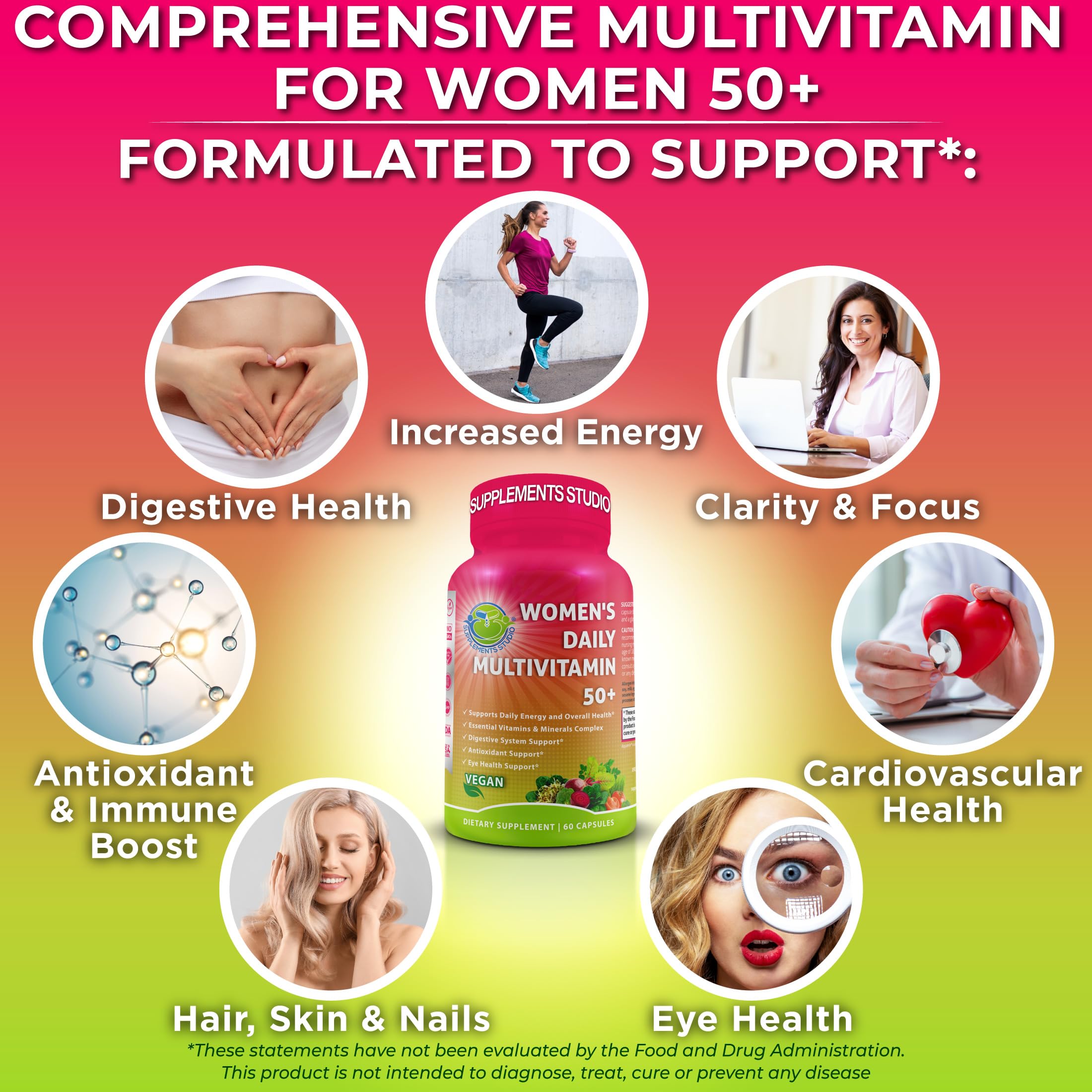 Supplements Studio Women's Daily Multivitamin 50+ eye health blend with lutein and bilberry