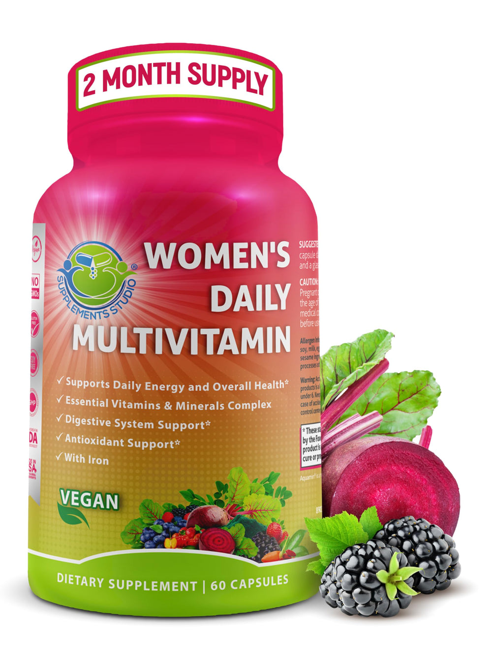 SUPPLEMENTS STUDIO Women's Daily Multivitamin with Iron bottle front for daily support