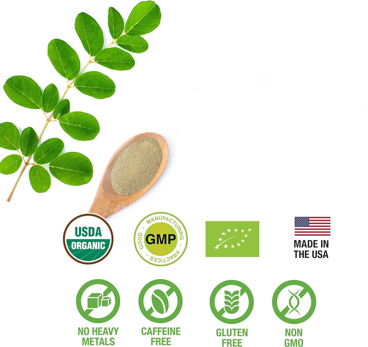 Fine green Supreme Herbals Moringa powder texture ideal for quick mixing