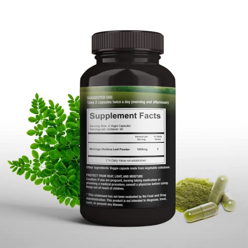 SUPREME HERBALS moringa powder capsule portion shows two-capsule serving