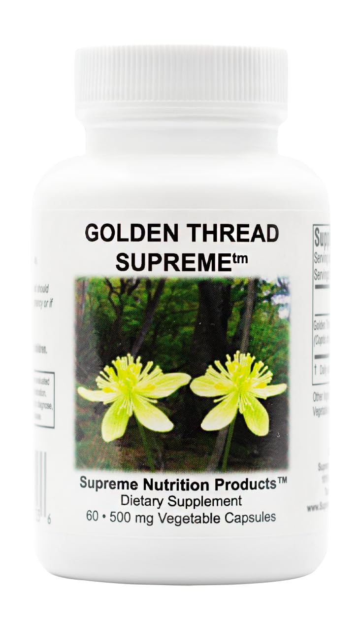 Supreme Nutrition Golden Thread bottle cap close-up for daily herbal supplementation