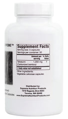 Takesumi Supreme activated bamboo charcoal visual highlighting purity and capsule form for easy dosing.