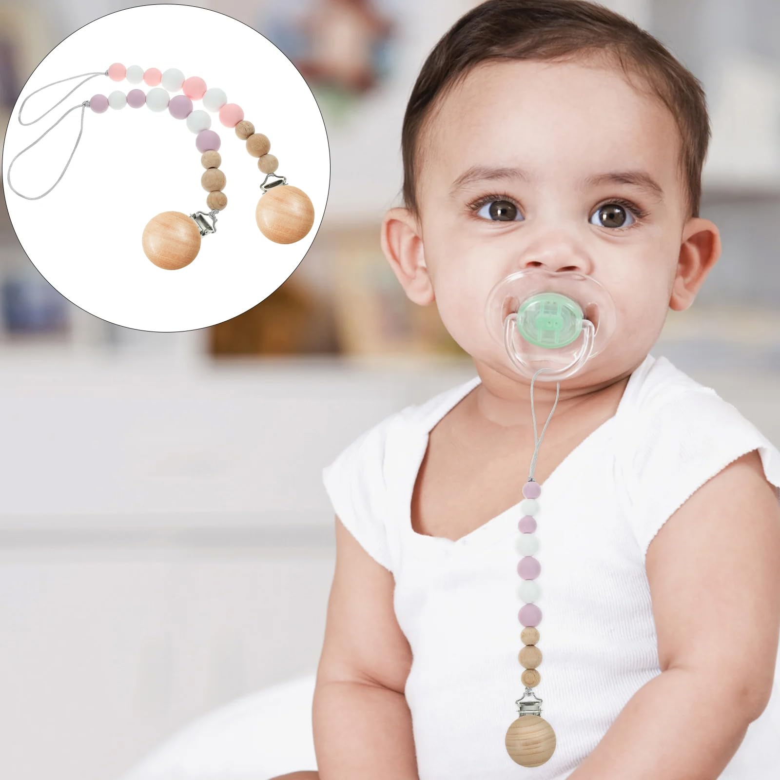 Suptizizkz travel-friendly pacifier clip set for outings.