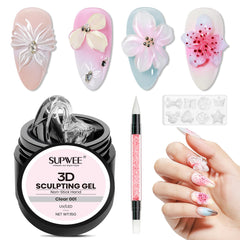 SUPWEE 3D gel nail art with clear sculpting pen for precise lines and clean design