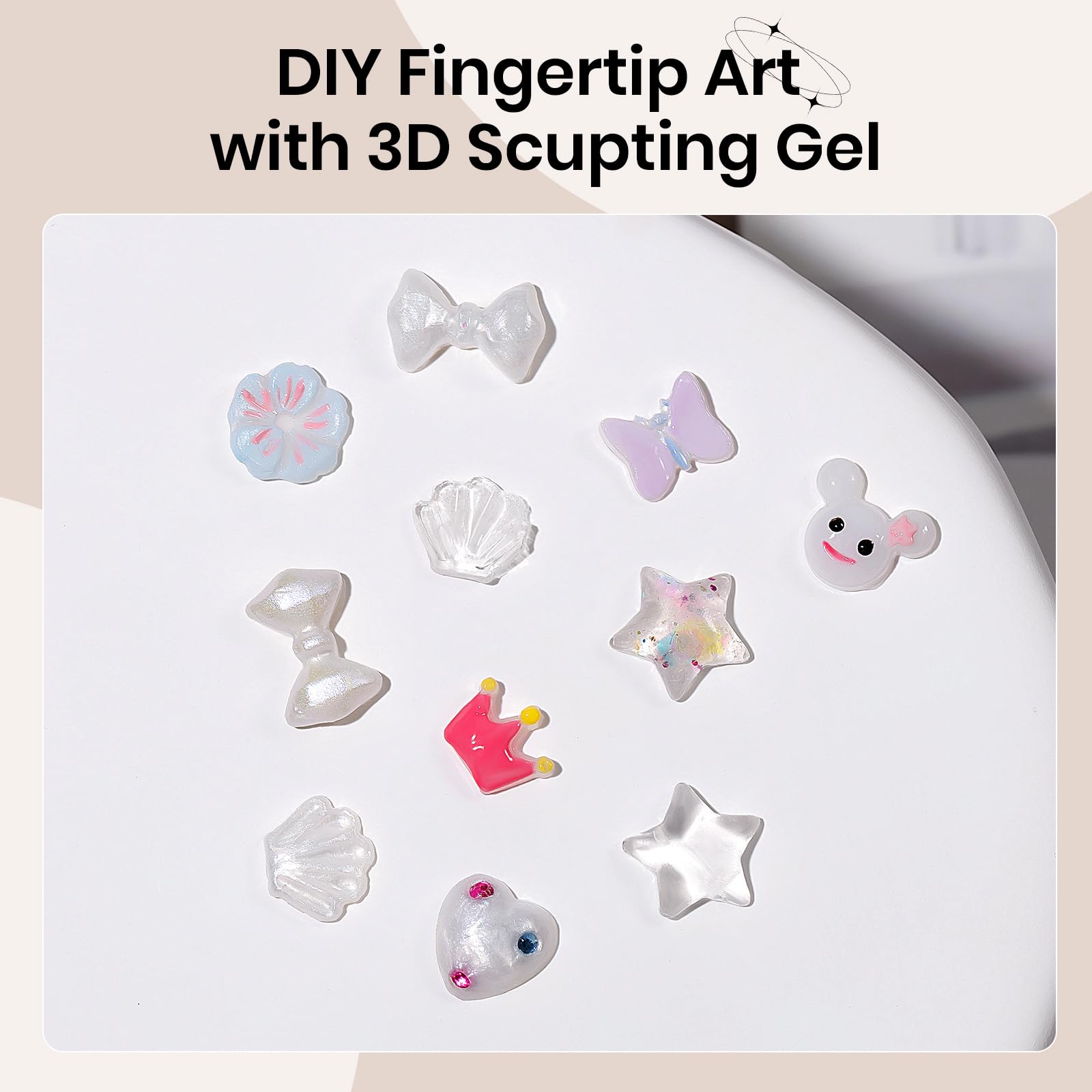 SUPWEE nail art decorations attached using silicone molds for intricate shapes