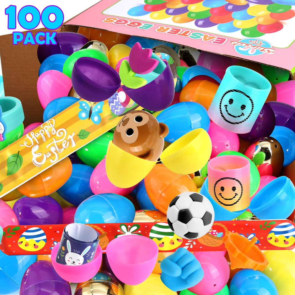 SURCVIO 100-pack prefilled eggs, convenient and ready for quick Easter egg hunts.