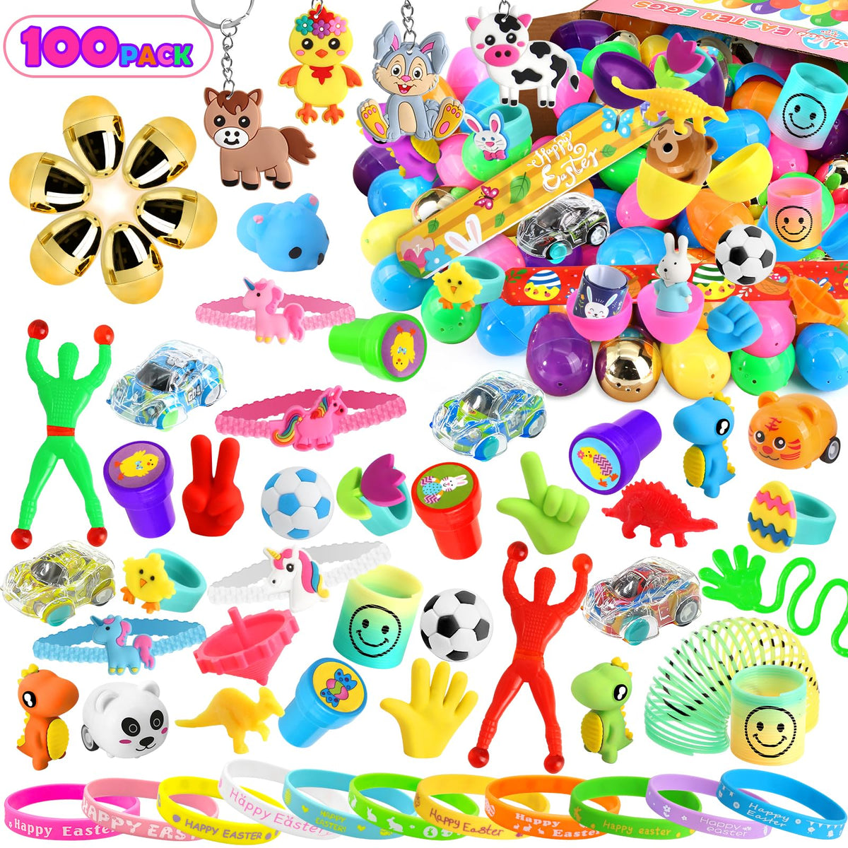SURCVIO six golden eggs pack for an engaging Easter egg hunt with surprise toys.