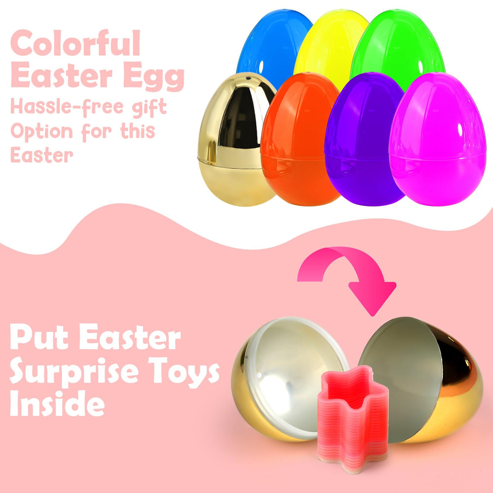 SURCVIO easter eggs with toys inside, compact plastic eggs perfect for classroom rewards.