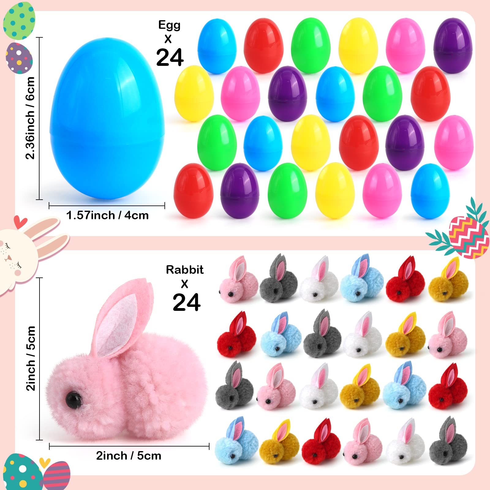 SURCVIO plush bunny inside each egg for surprise gifts.