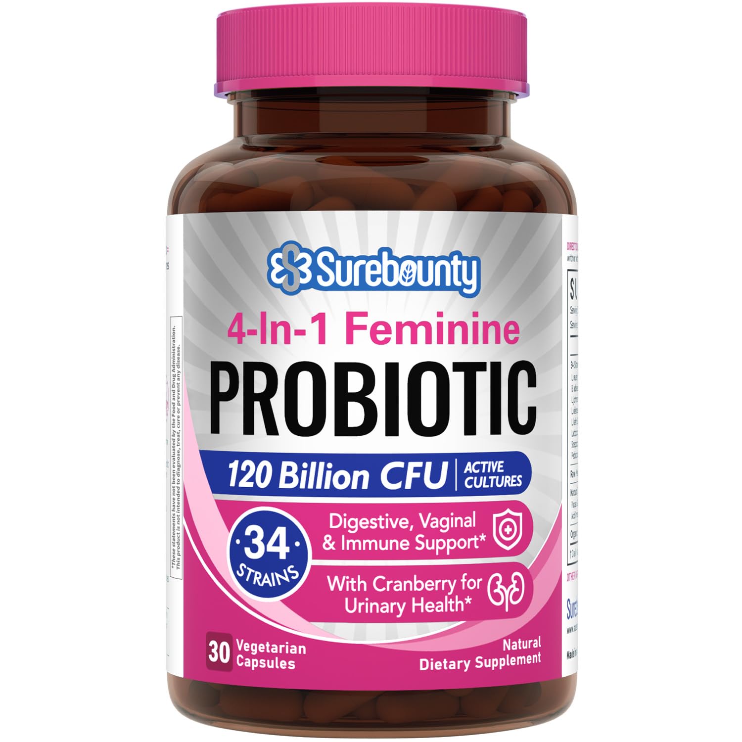 Surebounty Probiotics for Women bottle with 30 capsules for daily digestive balance