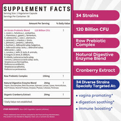 Surebounty Probiotics for Women 4-in-1 blend highlighting digestion, vaginal, urinary, and immune benefits