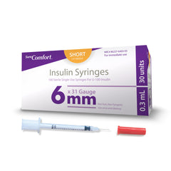 SureComfort U-100 syringes box of 100 for reliable injections.