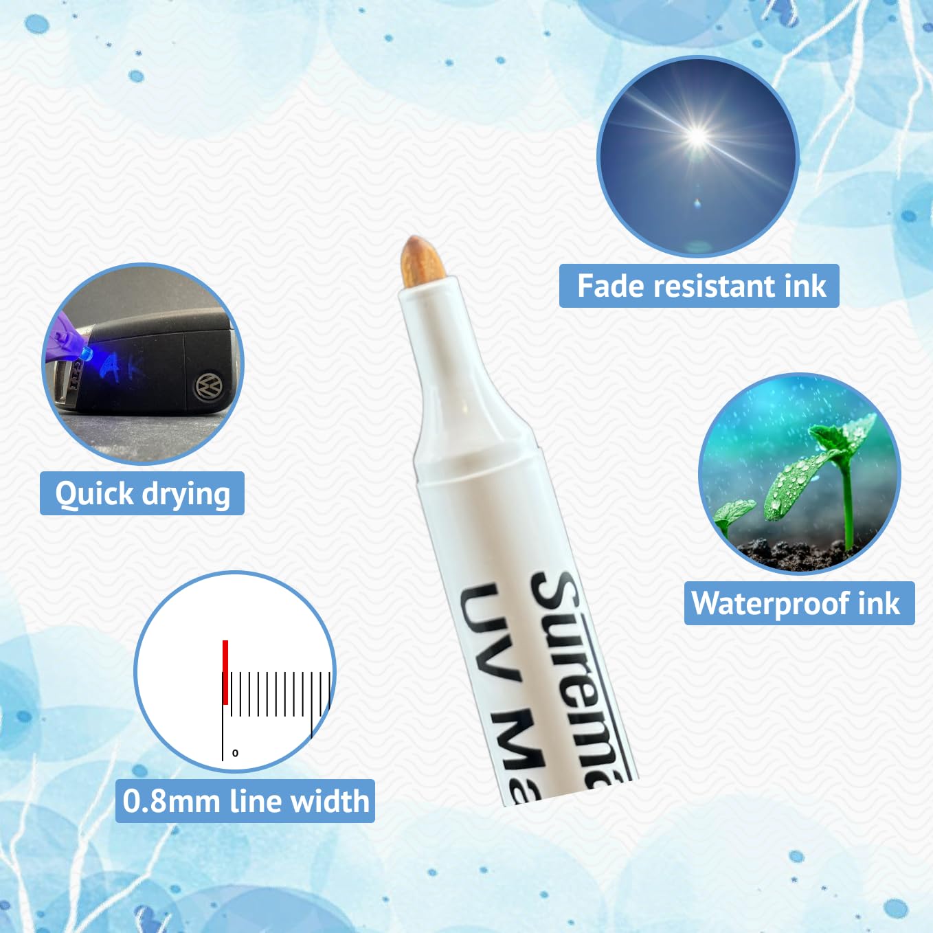 SureMark UV Marker with keyring UV light ready for portable use.