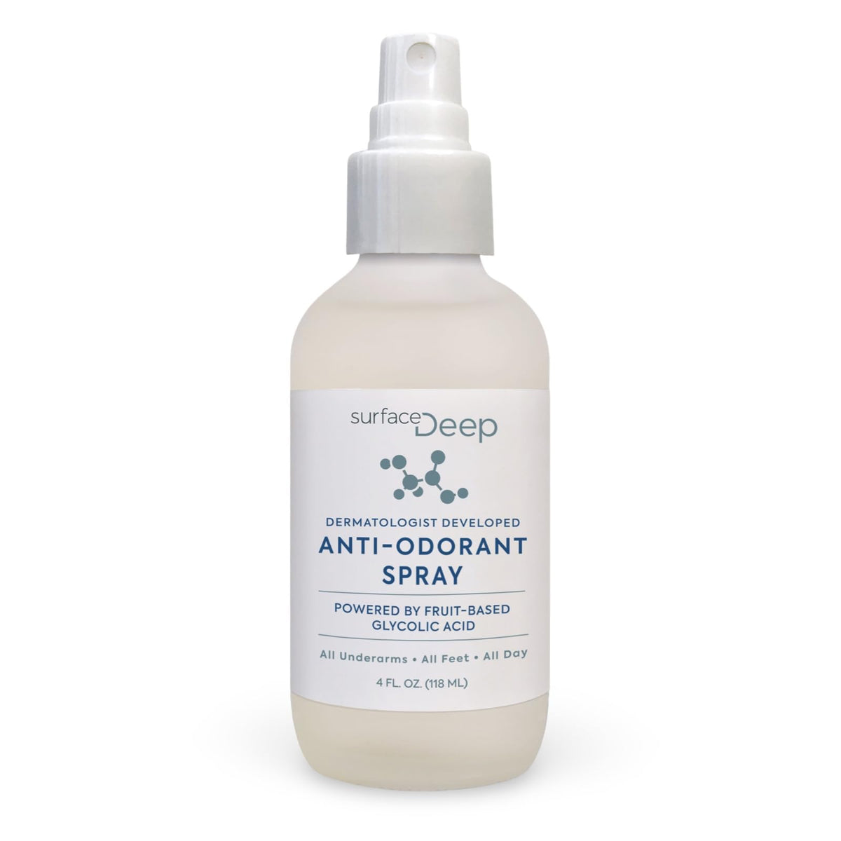 Surface Deep Anti-Odorant Spray bottle showing all-day odor control for everyday freshness