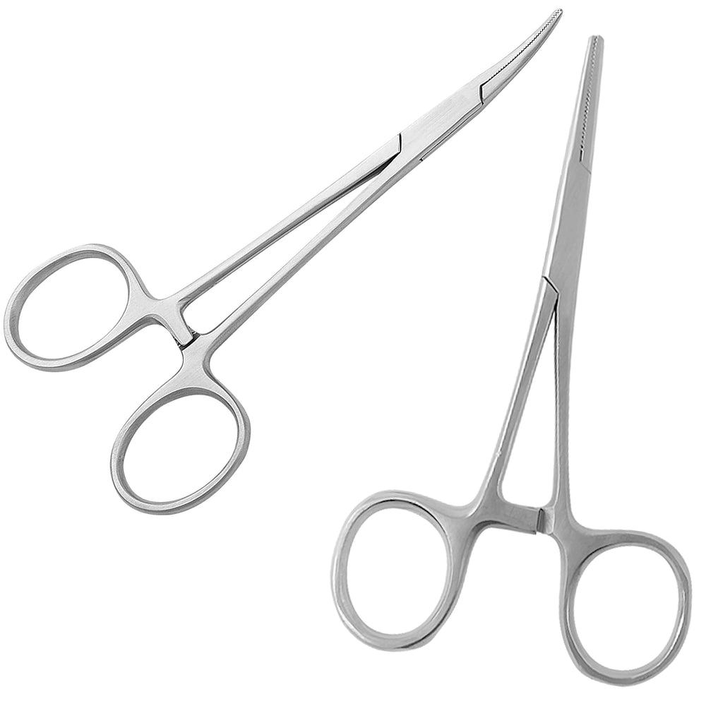 SURGICAL ONLINE 6.25-inch straight and curved hemostat forceps for precise clamping in procedures