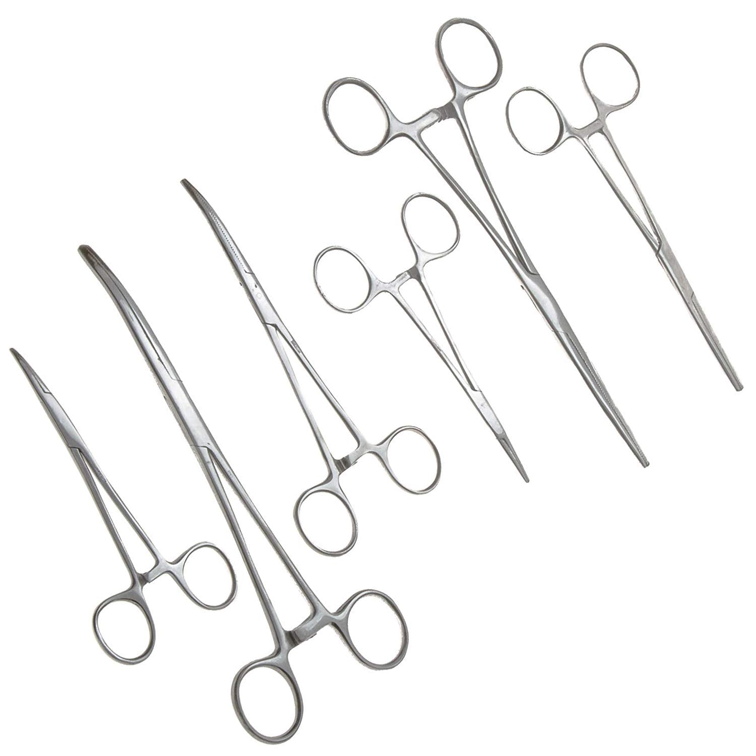 Surgical Online 8-inch straight hemostat with serrated jaws for precise gripping.