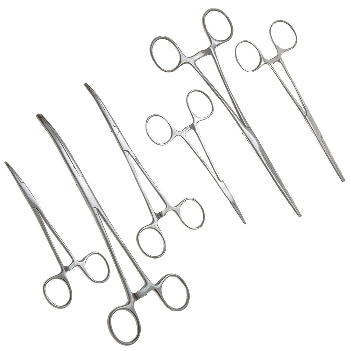 Surgical Online 8-inch straight hemostat with serrated jaws for precise gripping.