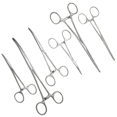 Surgical Online 8-inch straight hemostat with serrated jaws for precise gripping.