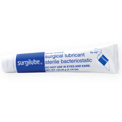 Surgilube tube with flip-cap, front view, ready-to-use lubrication for medical instruments.