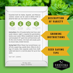 SURVIVAL GARDEN SEEDS genovese-basil-seeds ready for fresh basil harvests.