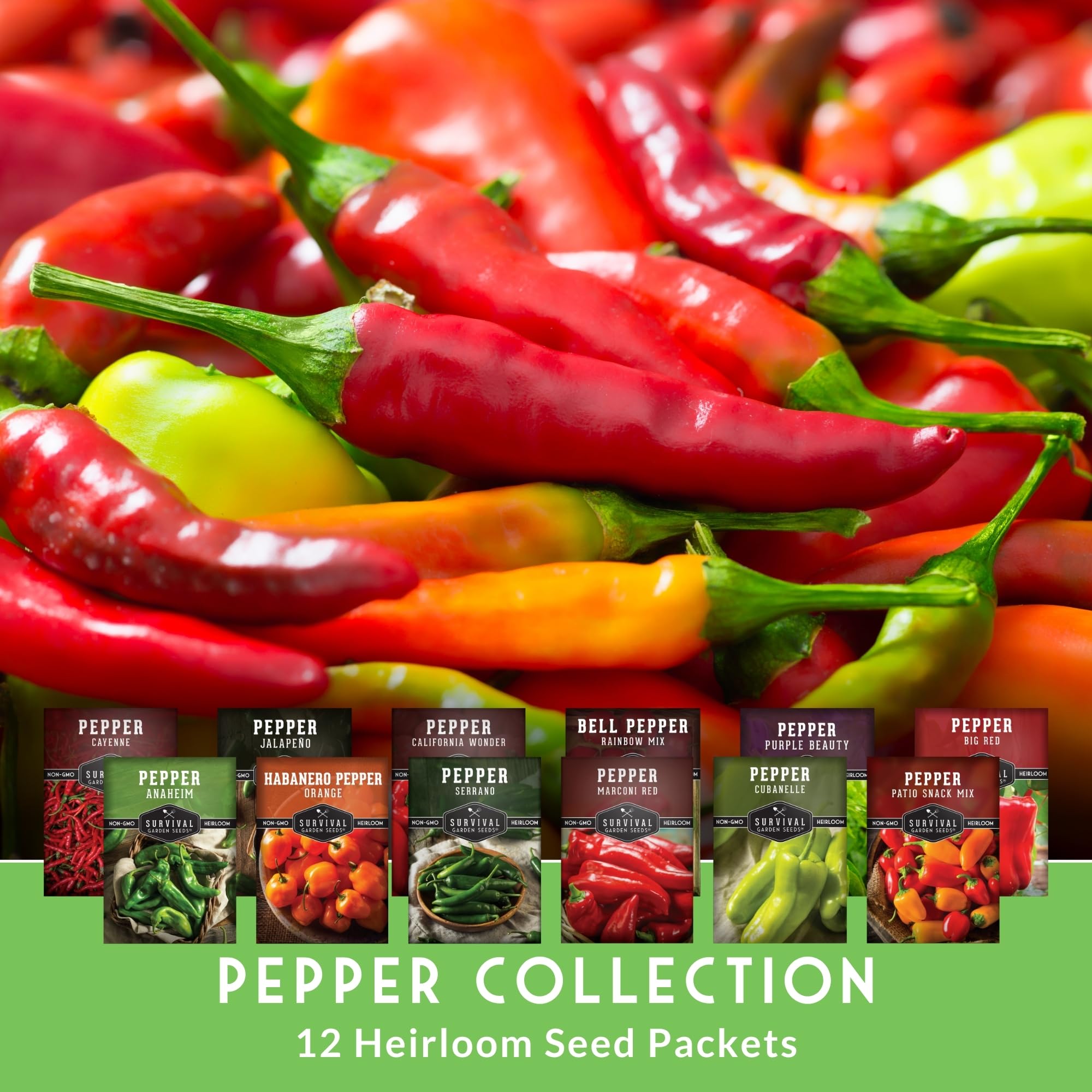 Survival Garden Seeds cayenne peppers ideal for drying and spicy seasonings