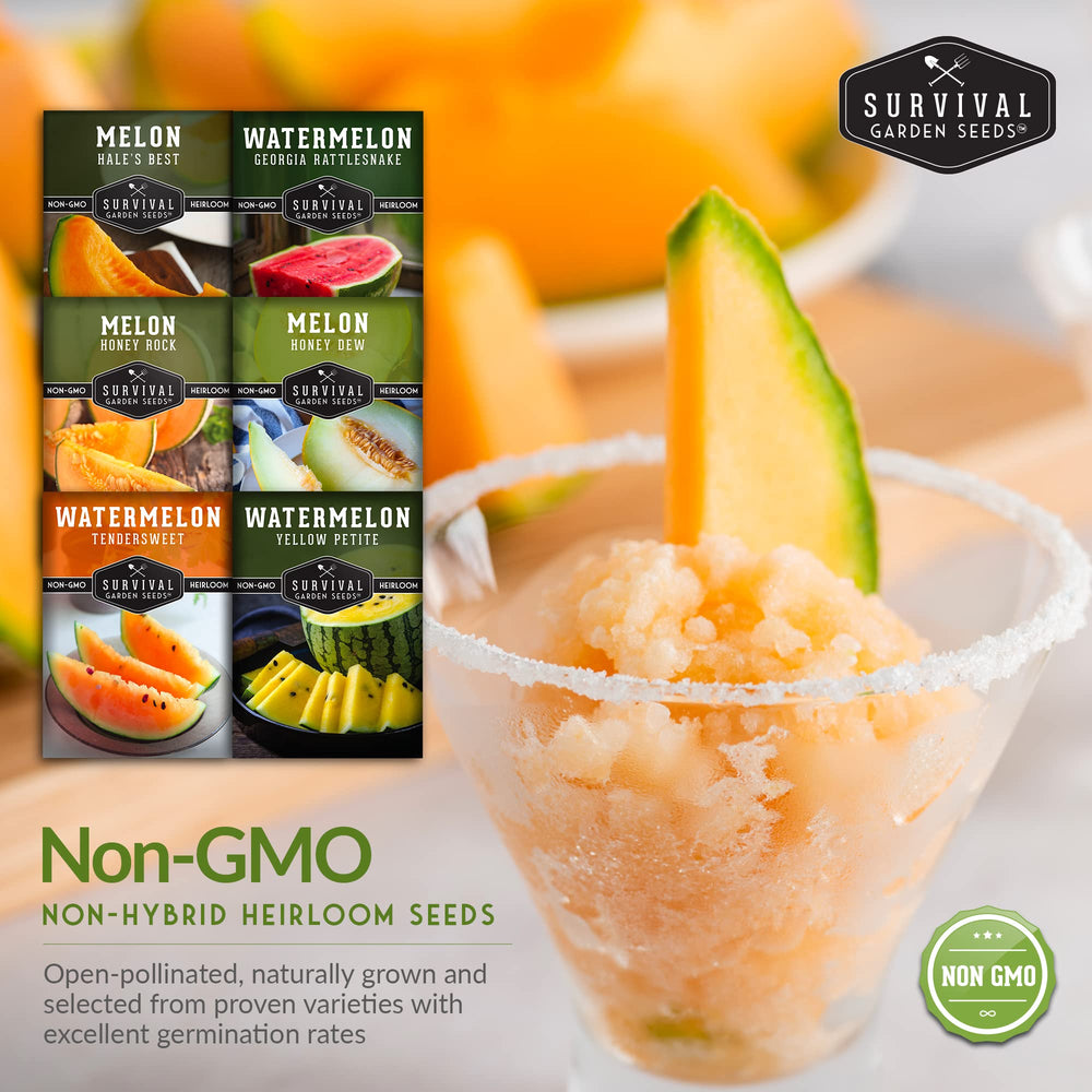 Survival Garden Seeds Tendersweet Orange watermelon seeds for juicy summer yields.