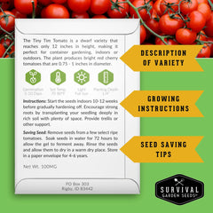 Survival Garden Seeds Tiny Tim: sweet cherry fruit ready for snacking straight from the container.