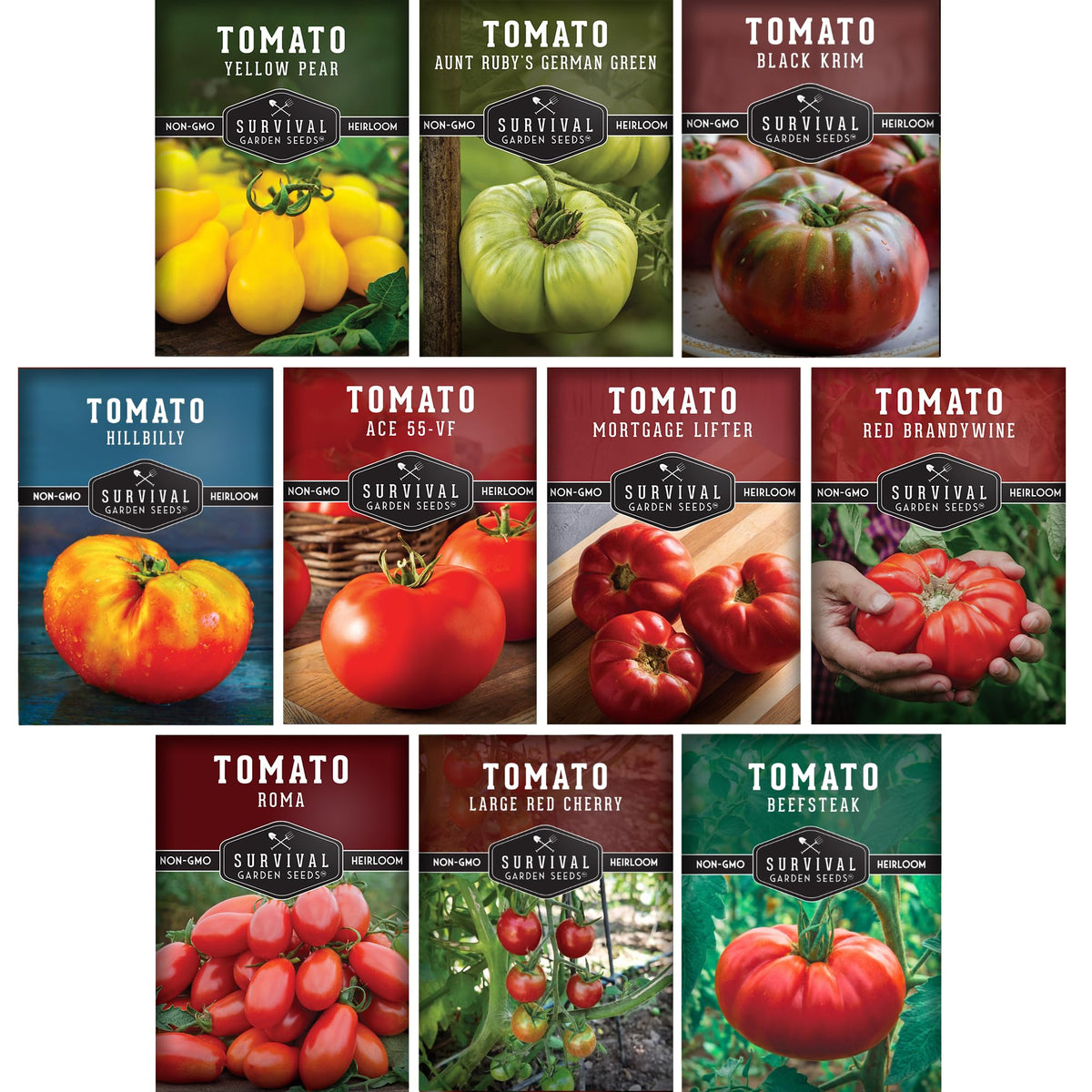 SURVIVAL GARDEN SEEDS tomato seeds 10-variety pack for home planting and fresh meals.