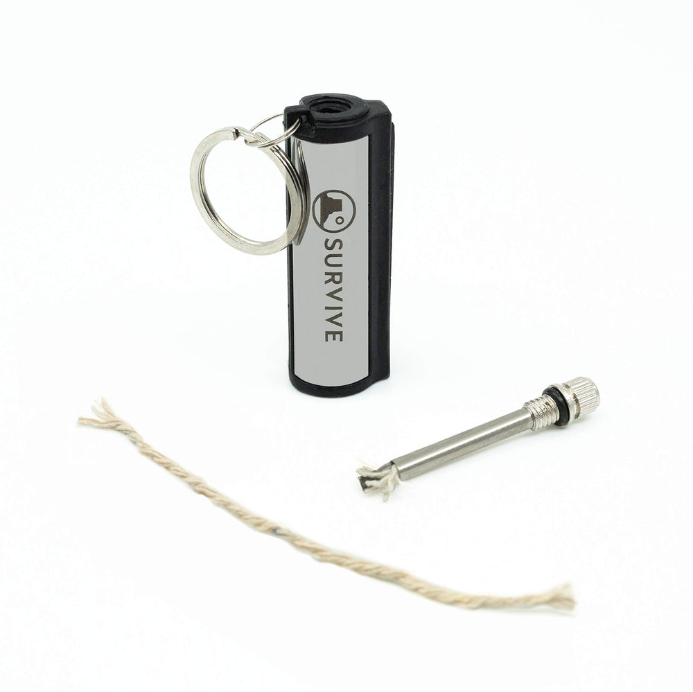 SURVIVE's magnesium flint rod provides reliable sparks in any weather.