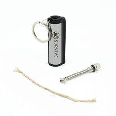 SURVIVE's magnesium flint rod provides reliable sparks in any weather.