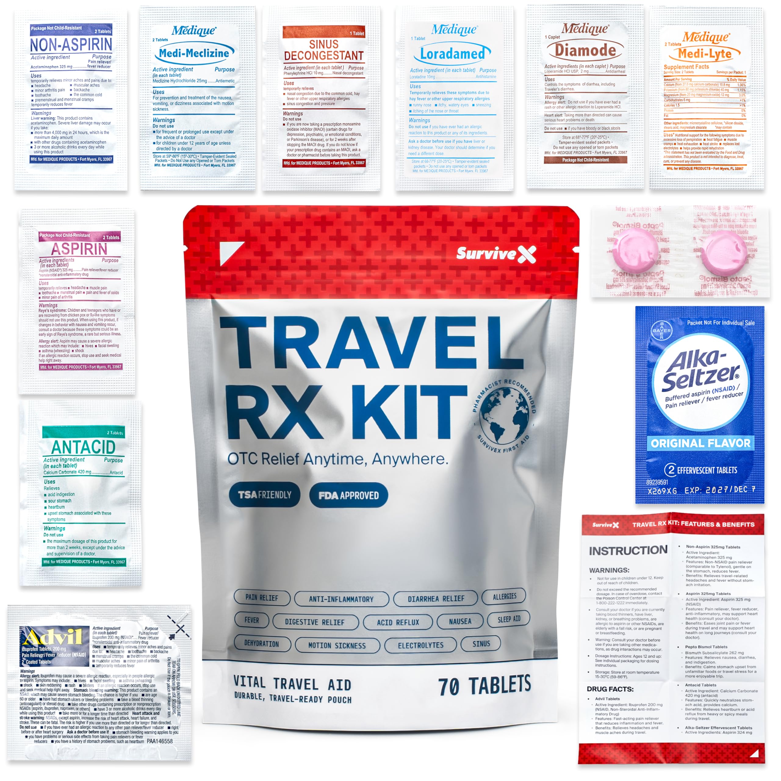 SurviveX travel medicine kit compact for on-the-go health support