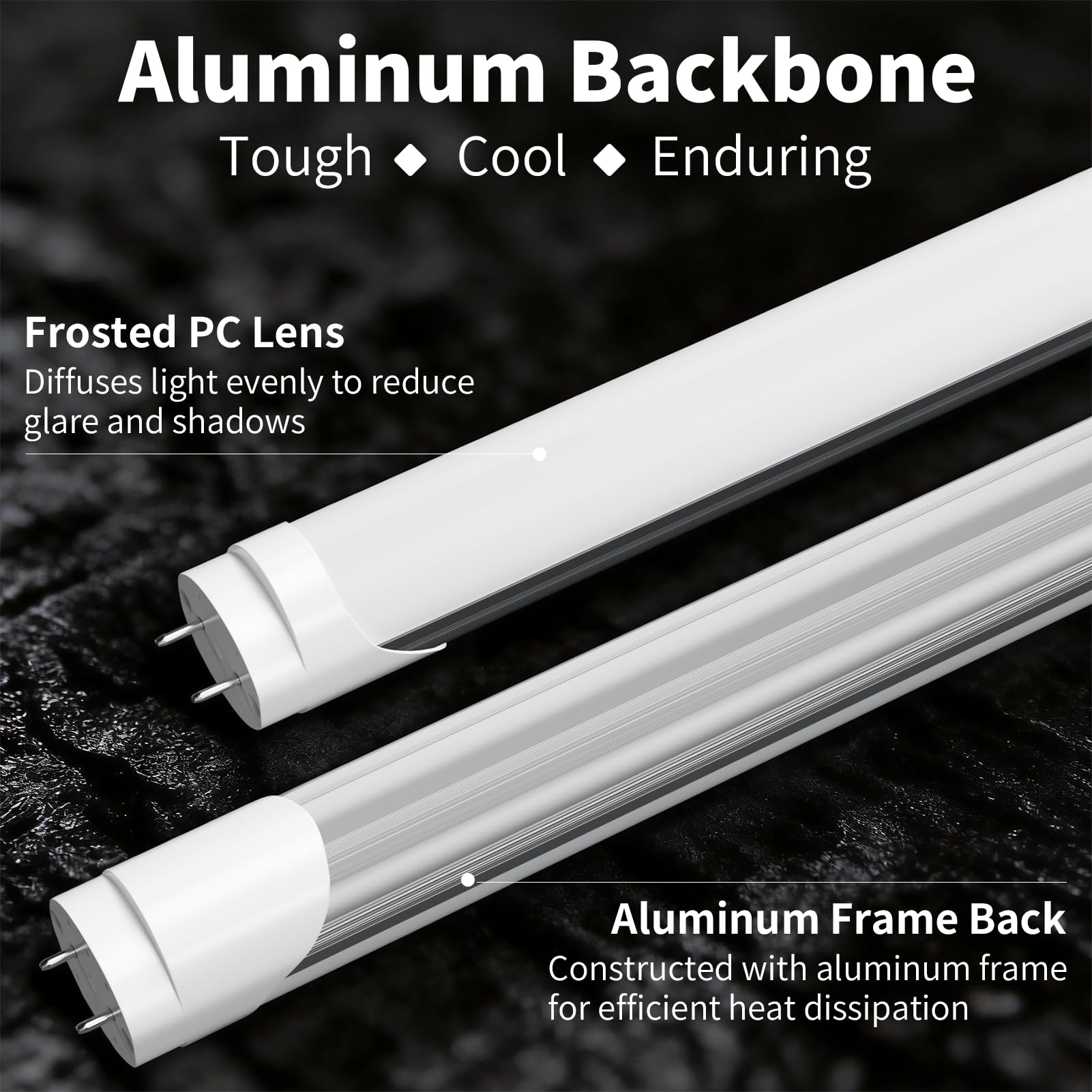SUSLUM T8 LED bulb aluminum-polycarbonate body for heat dissipation