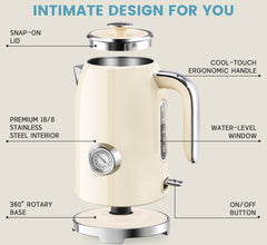SUSTEAS kettle LED indicator showing water readiness for quick brewing