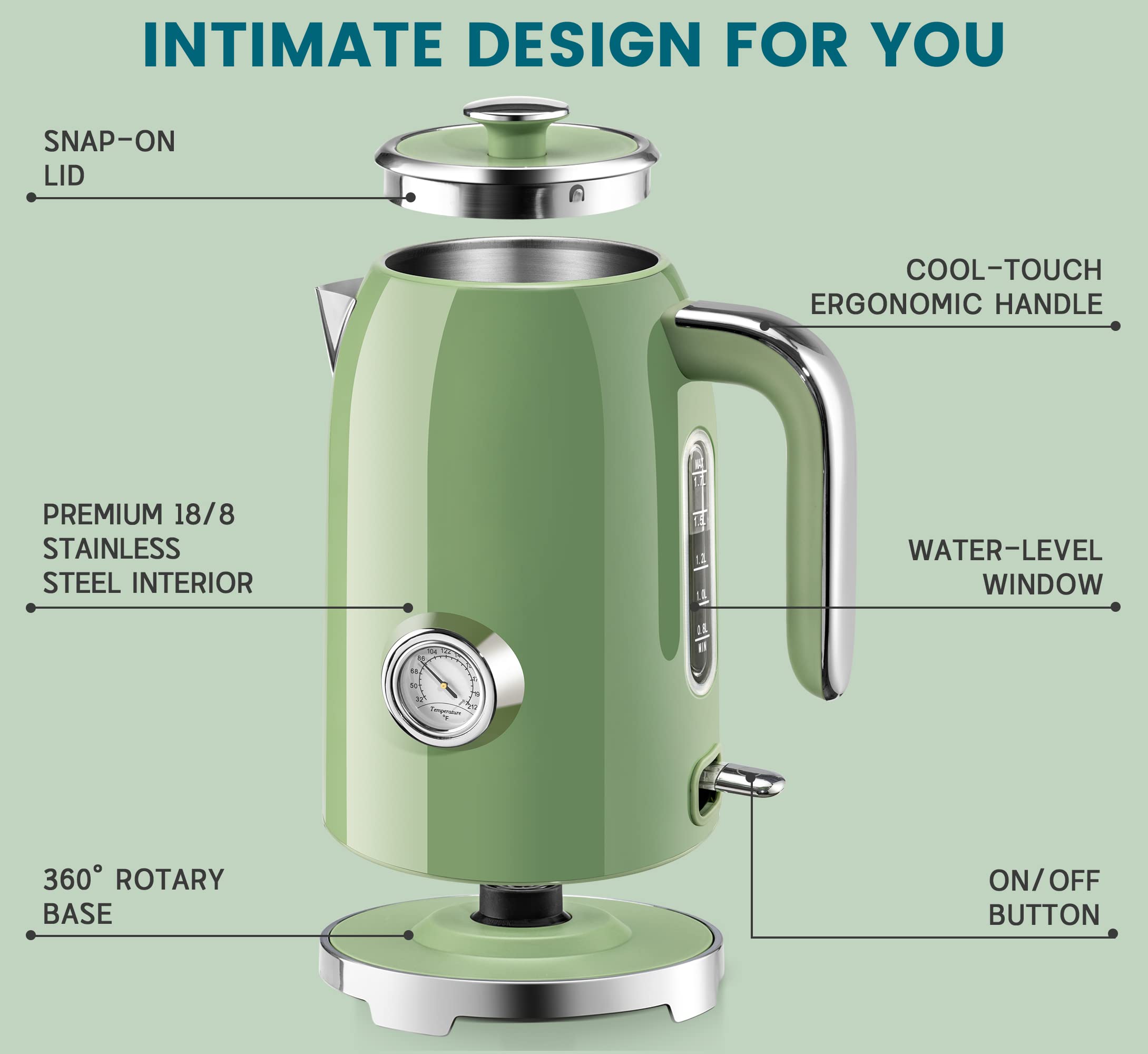 SUSTEAS stainless interior ensures durable, BPA-free water heating for daily use.