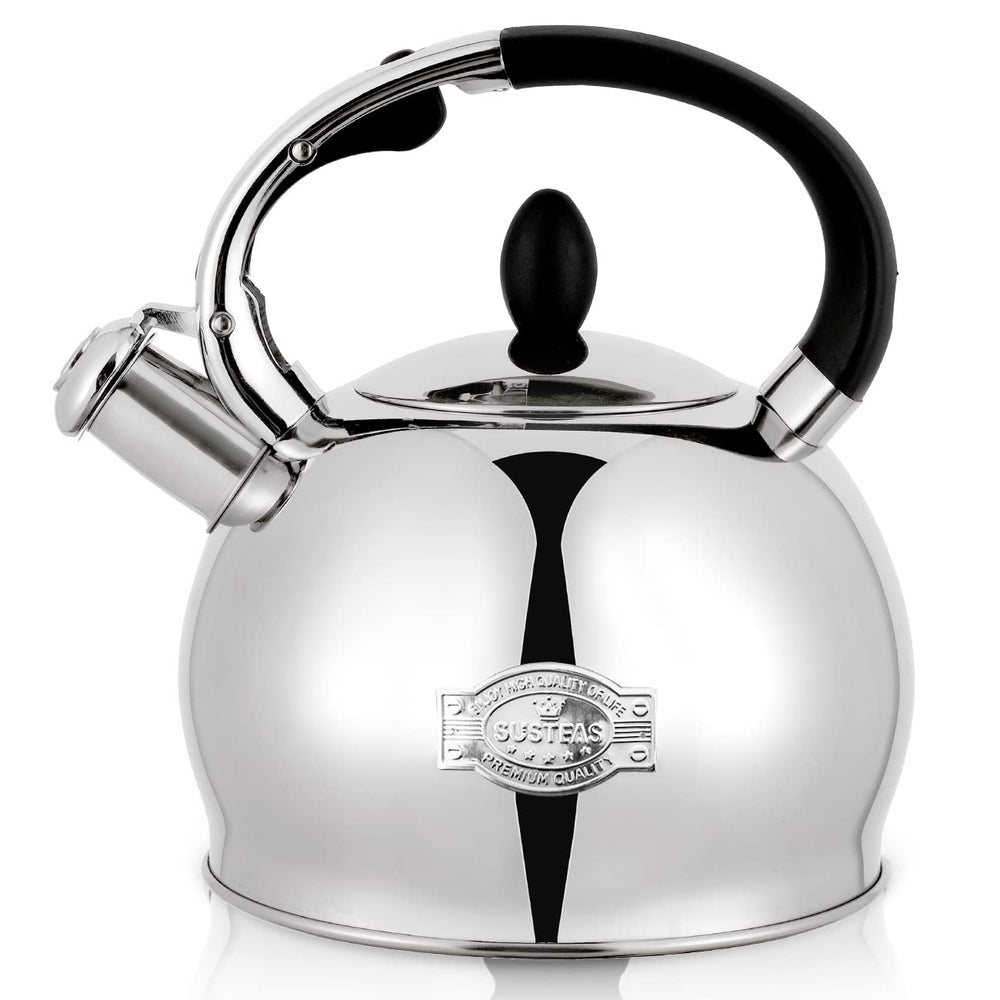 SUSTEAS stovetop tea kettle with whistle signals boiling clearly across the room