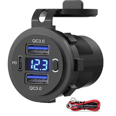 SUTNSCW dual USB QC3.0 and PD USB-C car charger front view for multi-device charging