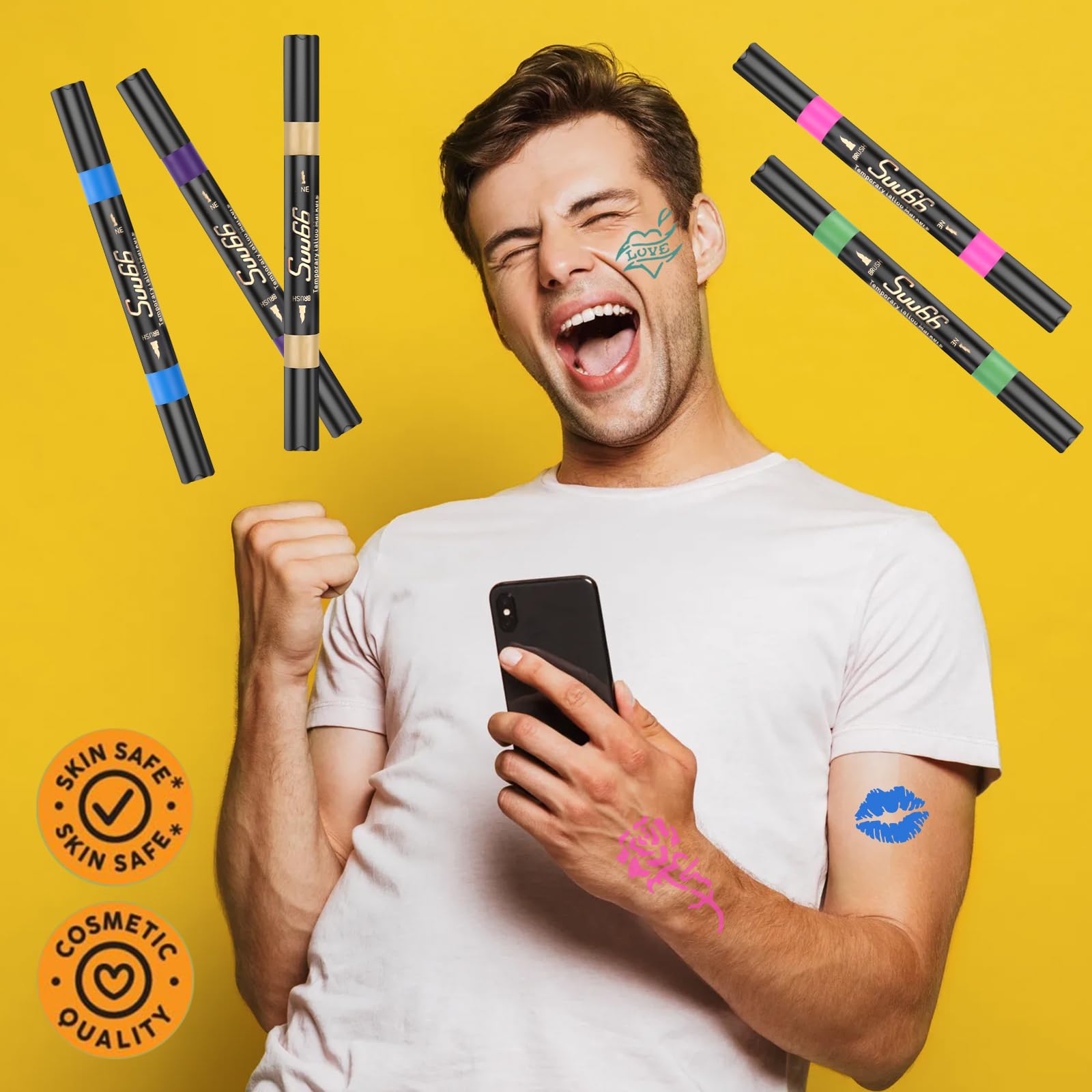 Suu66 washable tattoos for easy cleanup after events and activities.