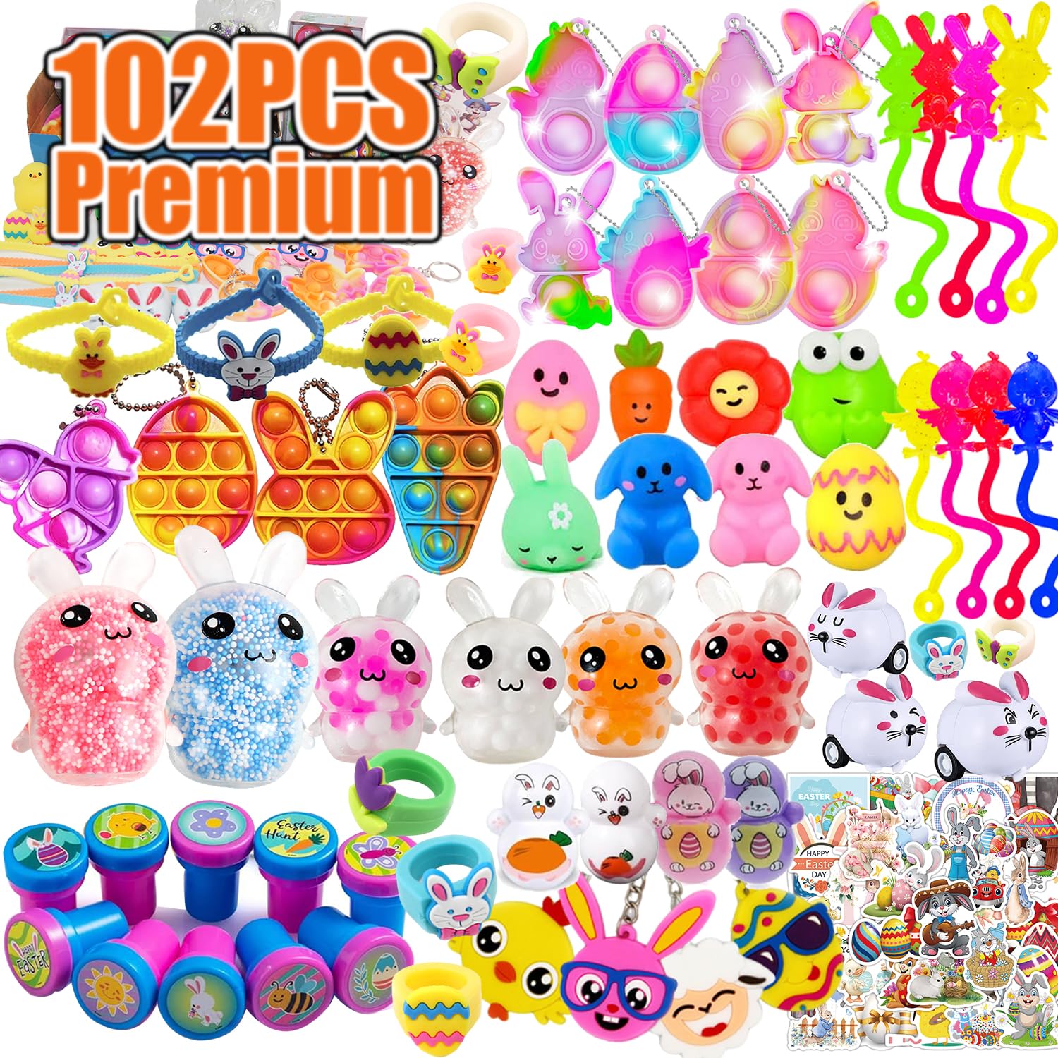Suxkbo Easter favors 102-piece assortment for baskets and egg hunts