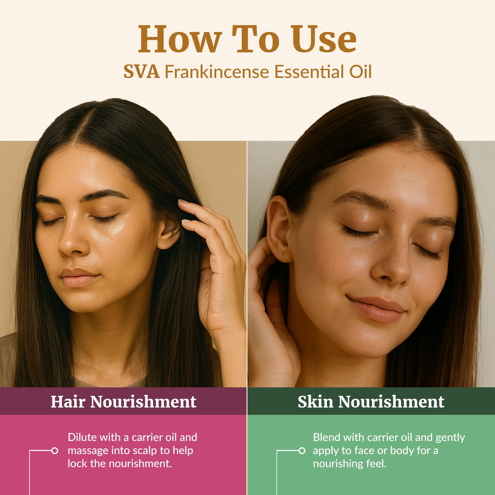 SVA Frankincense oil used in hair care scalp massage