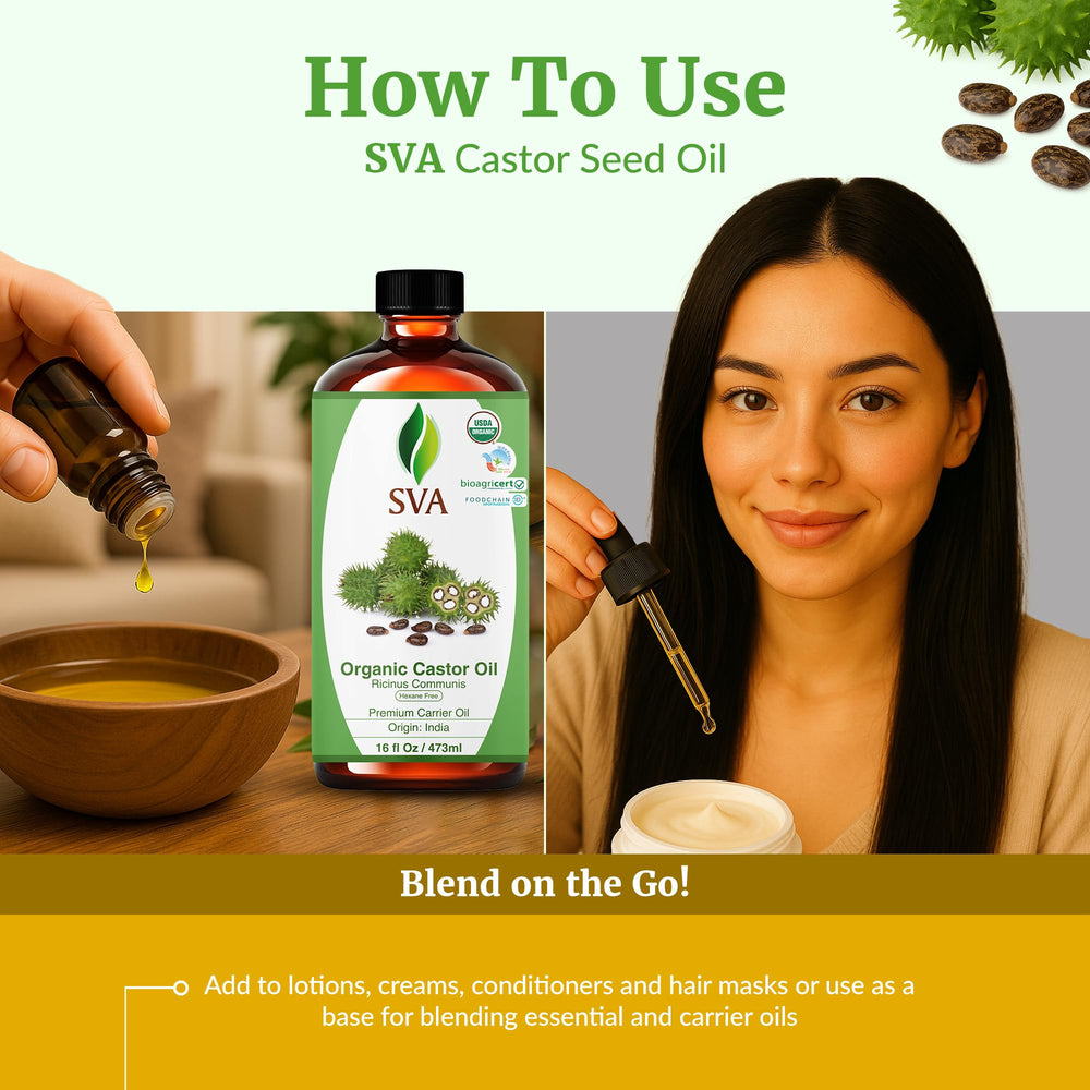 SVA ORGANICS castor oil for body massage and moisture.