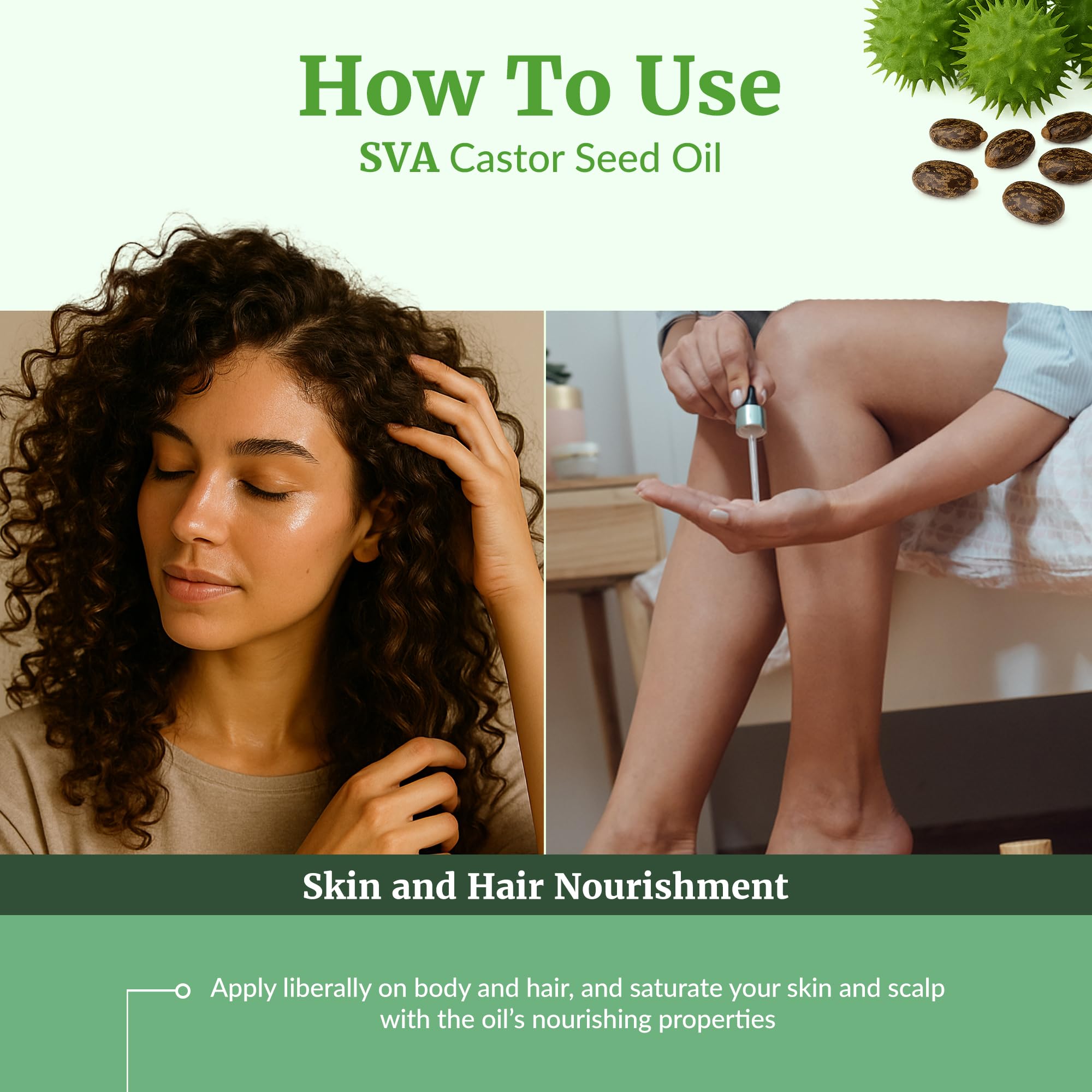 SVA ORGANICS castor oil for eyelashes and brows conditioning.