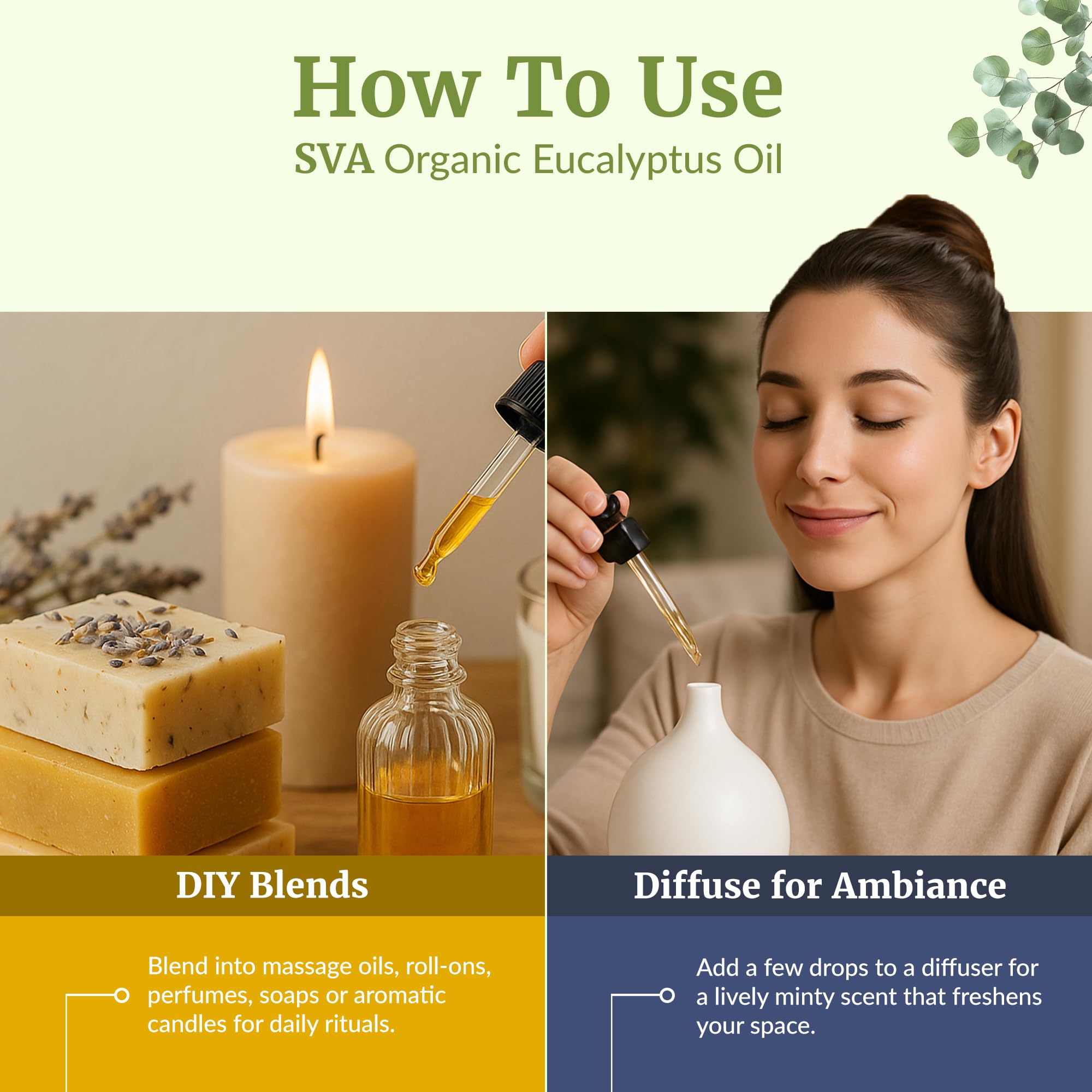 SVA Organics eucalyptus oil in a soothing foot bath