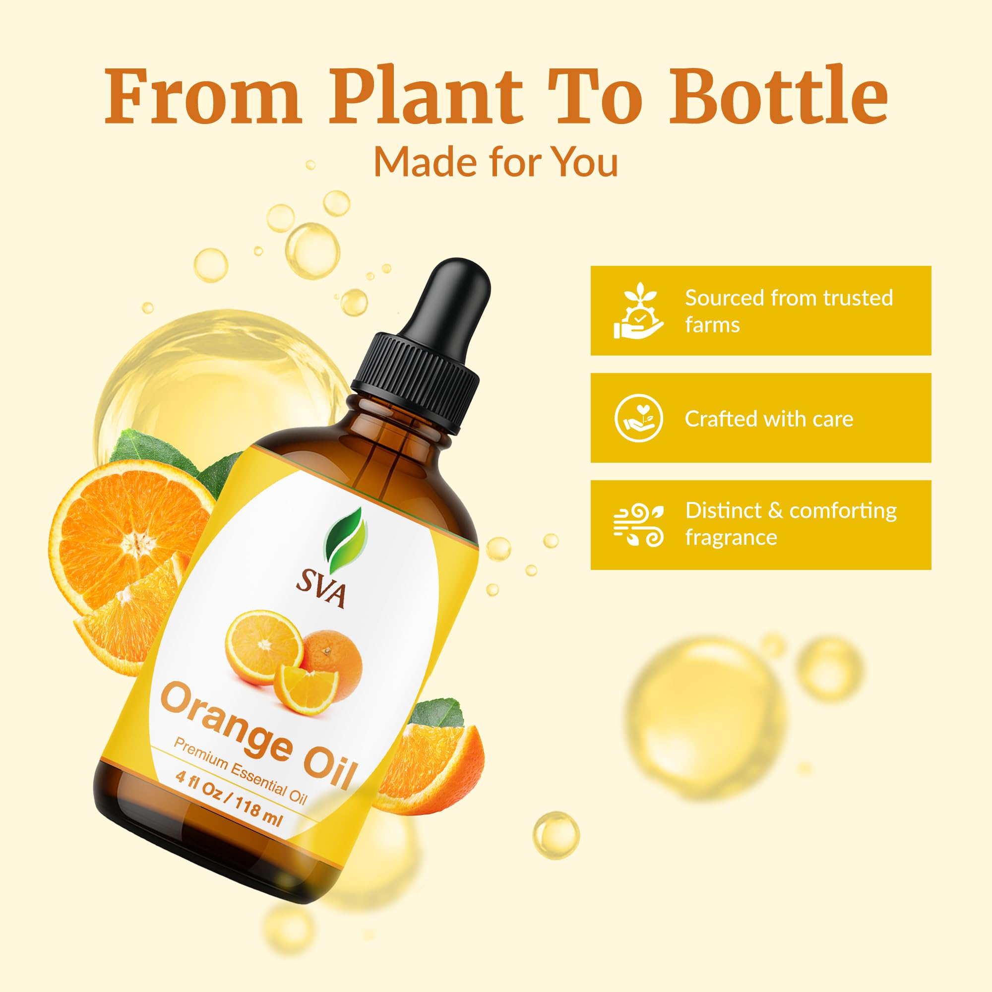 SVA ORGANICS orange oil used in hair care for scalp massage.