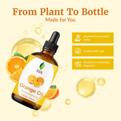SVA ORGANICS orange oil used in hair care for scalp massage.
