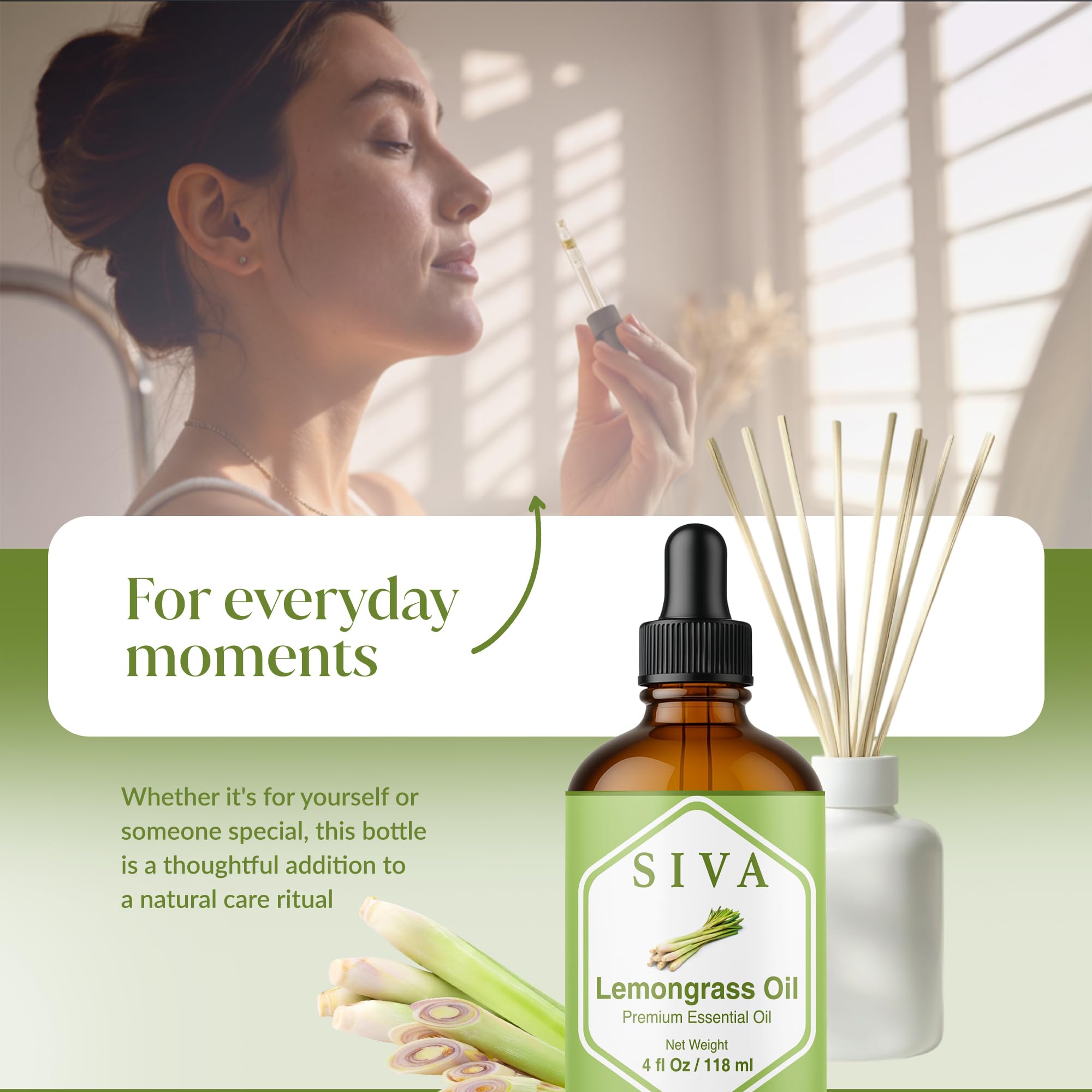 Dropper bottle of Siva Lemongrass Oil for precise use