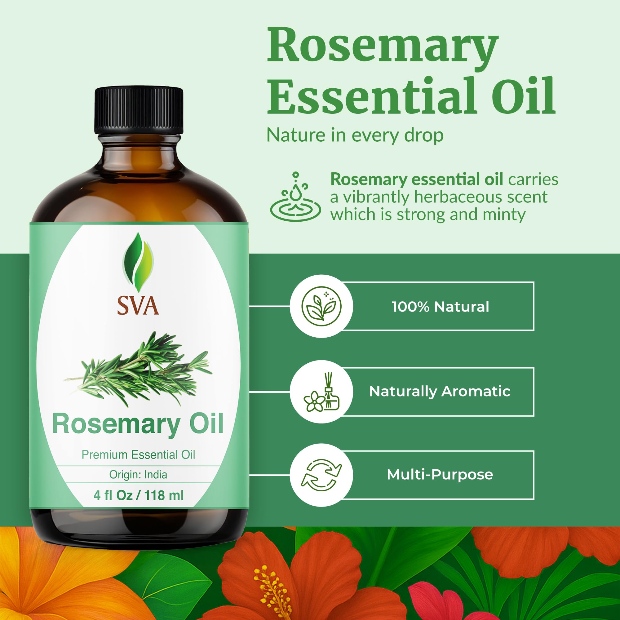 SVA Rosemary Oil applied to hair and scalp for massage after dilution