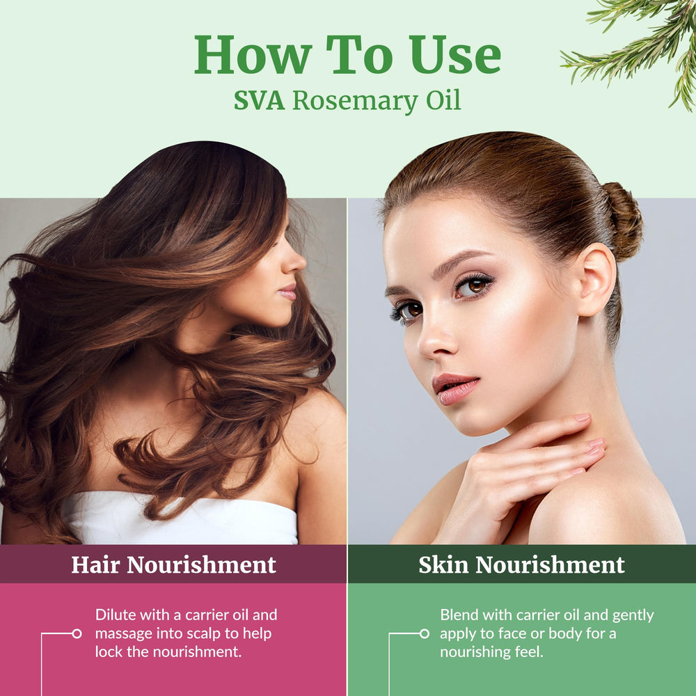 SVA Rosemary Oil added to skincare products for a revitalizing touch.