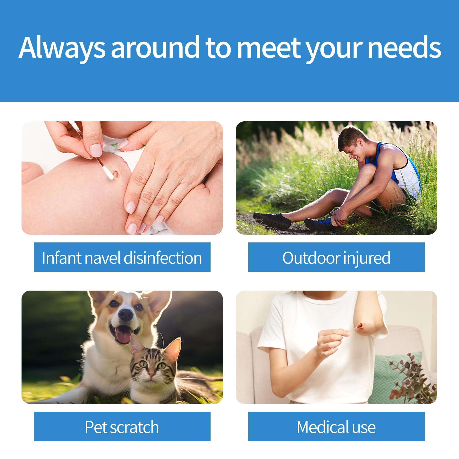 Skin prep and routine wound care with Svaha swabs.