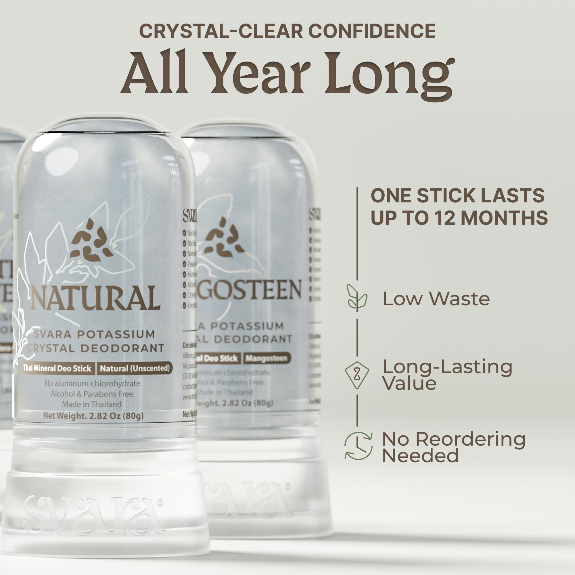 SVARA gym-bag ready crystal deodorant stick for on-the-go freshness